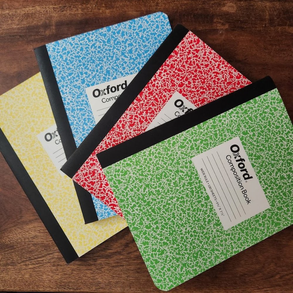 NEW 4 Oxford Composition Notebooks 4 Pack Wide Ruled Paper 100 Sheets